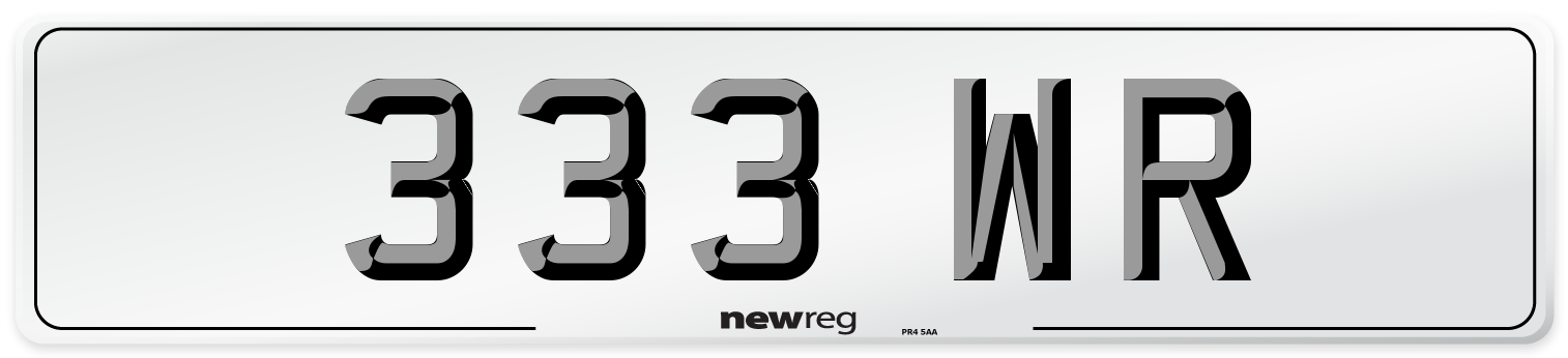333 WR Number Plate from New Reg
